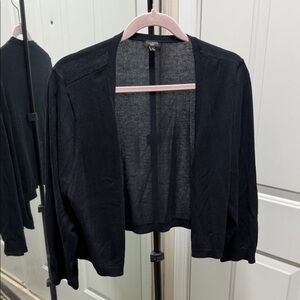 Talbots Black Open-Front Cropped Knit Cardigan